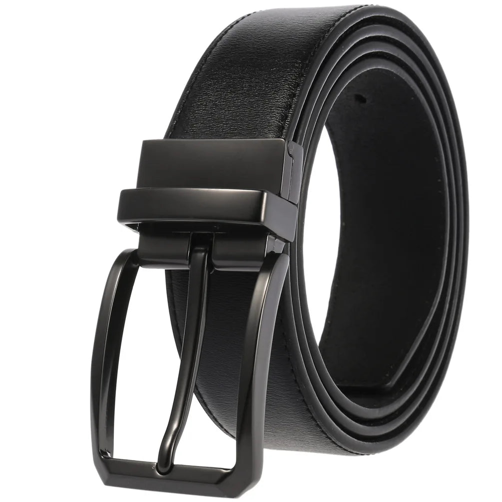 HKM-753171 ZK707-3 Zinc Alloy Pin Buckle Genuine Leather Men's Belt