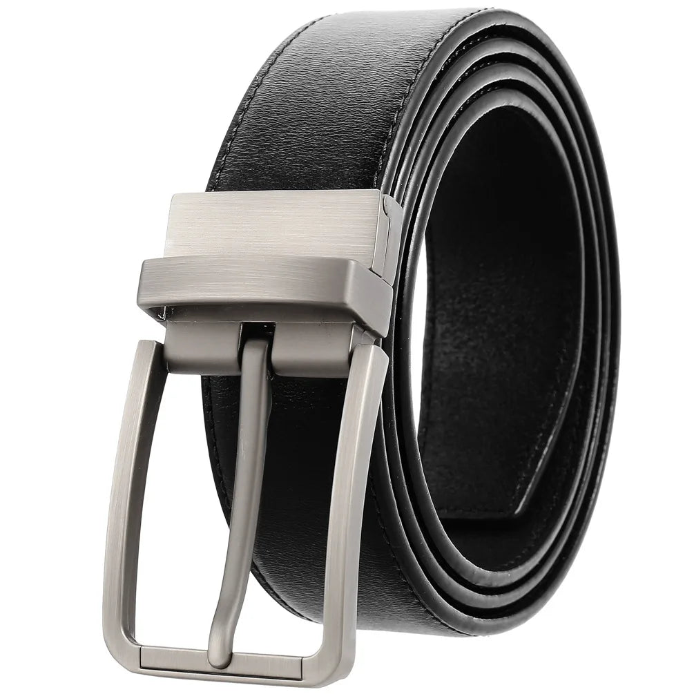 HKM-753171 ZK707-3 Zinc Alloy Pin Buckle Genuine Leather Men's Belt