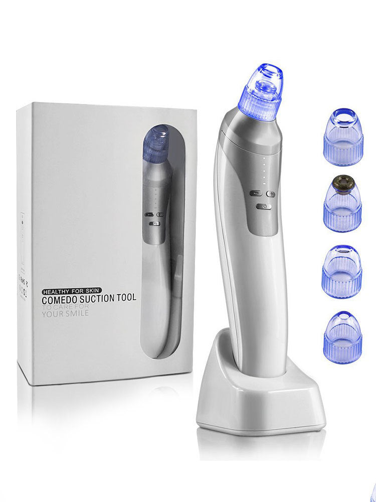 HKM-739219 Electric Blackhead Removal Device with Vacuum Suction - Includes 4 Replaceable Heads, Base Charging, and Instruction Manual