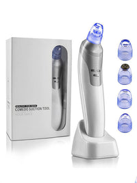 HKM-739219 Electric Blackhead Removal Device with Vacuum Suction - Includes 4 Replaceable Heads, Base Charging, and Instruction Manual