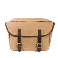 HKM-991763 Detachable Waxed Canvas Motorcycle Saddle Bag with Leather Accents and Zip Closure