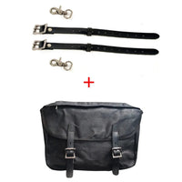HKM-991763 Detachable Waxed Canvas Motorcycle Saddle Bag with Leather Accents and Zip Closure
