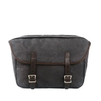 HKM-991763 Detachable Waxed Canvas Motorcycle Saddle Bag with Leather Accents and Zip Closure