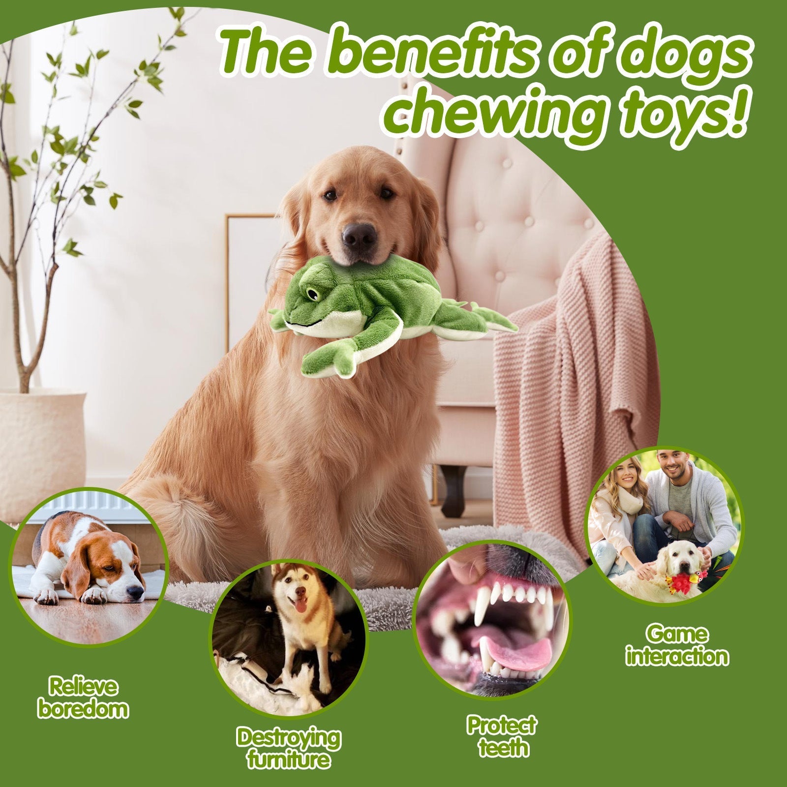 HKM-337043 Plush Dog Toy with Sound and Bite Resistance - Golden Retriever Design, 27x16x5cm, 57g