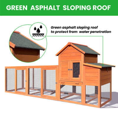 HKM-907411 Outdoor Chicken Coop with Nest Box and Secure Perch, Spacious Wooden Poultry Cage for 2-4 Chickens