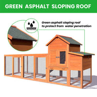 HKM-907411 Outdoor Chicken Coop with Nest Box and Secure Perch, Spacious Wooden Poultry Cage for 2-4 Chickens