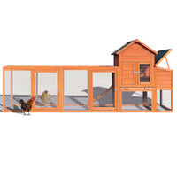 HKM-907411 Outdoor Chicken Coop with Nest Box and Secure Perch, Spacious Wooden Poultry Cage for 2-4 Chickens