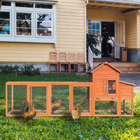HKM-907411 Outdoor Chicken Coop with Nest Box and Secure Perch, Spacious Wooden Poultry Cage for 2-4 Chickens