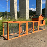 HKM-907411 Outdoor Chicken Coop with Nest Box and Secure Perch, Spacious Wooden Poultry Cage for 2-4 Chickens