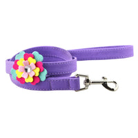 HKM-438163 Velvet Flower Print Pet Chest Harness with Matching Traction Leash