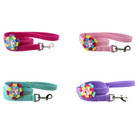HKM-438163 Velvet Flower Print Pet Chest Harness with Matching Traction Leash