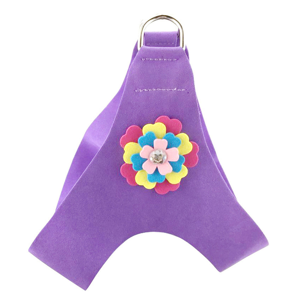 HKM-438163 Velvet Flower Print Pet Chest Harness with Matching Traction Leash