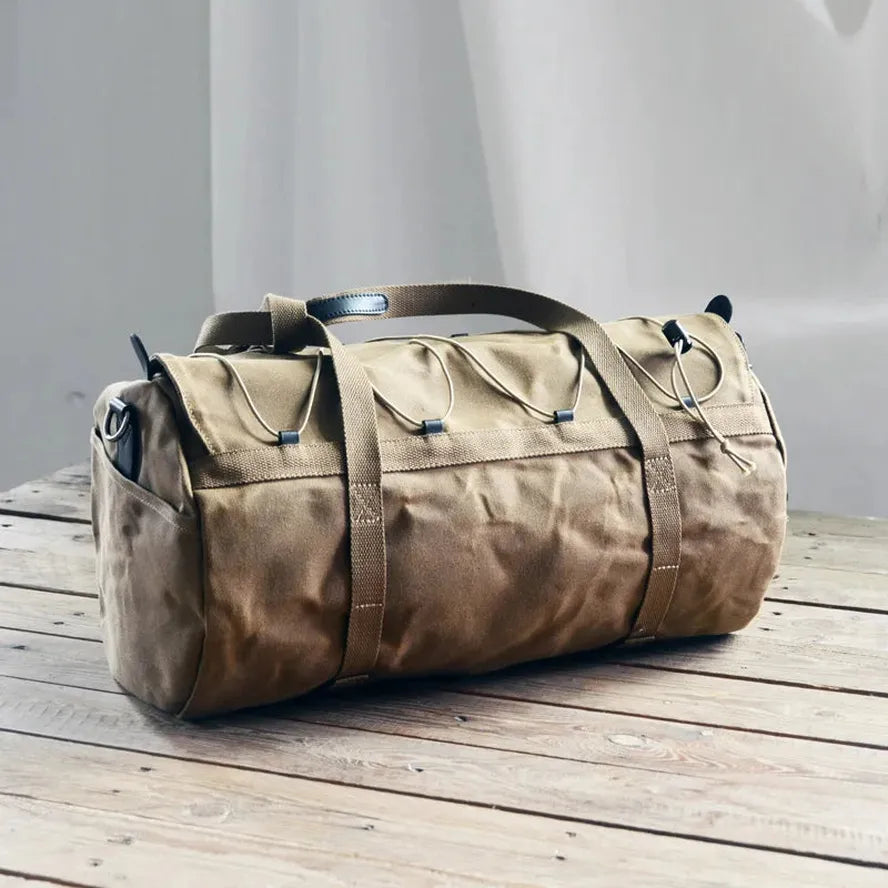 HKM-417299 Versatile 30L Motorcycle Duffel Bag - Waterproof Canvas Tail Bag with Multiple Pockets and Zipper Closure