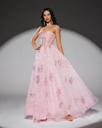HKM-059283 Elegant Pink Evening Gown for Women - Style EZ25196