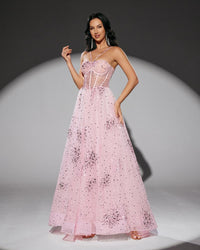 HKM-059283 Elegant Pink Evening Gown for Women - Style EZ25196