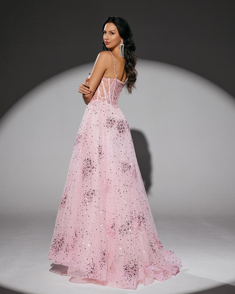HKM-059283 Elegant Pink Evening Gown for Women - Style EZ25196