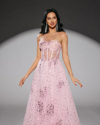 HKM-059283 Elegant Pink Evening Gown for Women - Style EZ25196