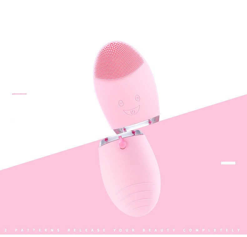 HKM-326739 Ultrasonic Electric Facial Cleansing Brush - 3 Gear Positions, Lightweight Pink Design
