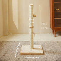 HKM-298323 Extra Thick Indoor Cat Scratching Post with Durable Fiberboard and Hanging Ball Toy for Safe Play and Relaxation