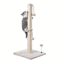 HKM-298323 Extra Thick Indoor Cat Scratching Post with Durable Fiberboard and Hanging Ball Toy for Safe Play and Relaxation