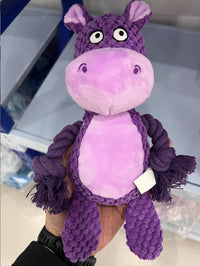 HKM-072275 Interactive Plush Hippo Tug Toy for Dogs - Cotton Rope Training Accessory