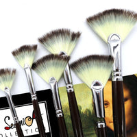 HKM-627219 6Pcs Nylon Fan-Shaped Watercolor Paint Brushes Set