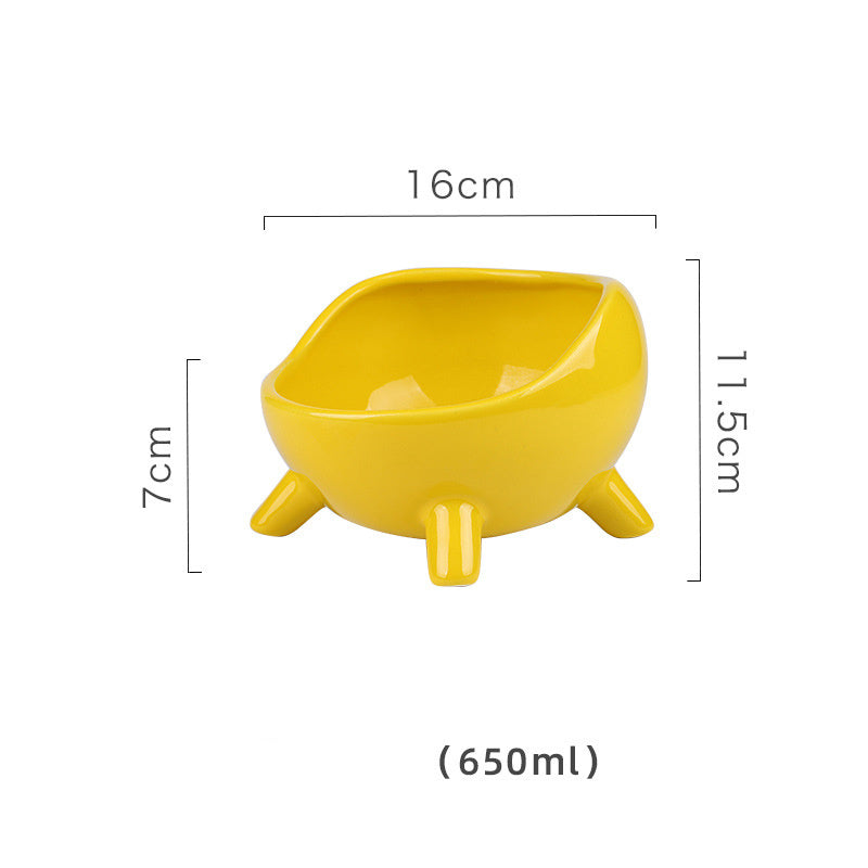 HKM-399123 Elevated Ceramic Cat and Small Dog Food Bowl with Four-Legged Design for Stability and Comfort