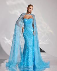 HKM-697683 Elegant Blue Women's Evening Dress EZ25174