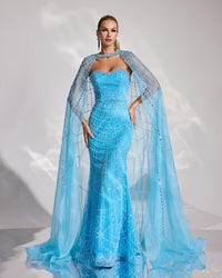 HKM-697683 Elegant Blue Women's Evening Dress EZ25174