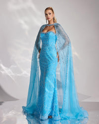 HKM-697683 Elegant Blue Women's Evening Dress EZ25174