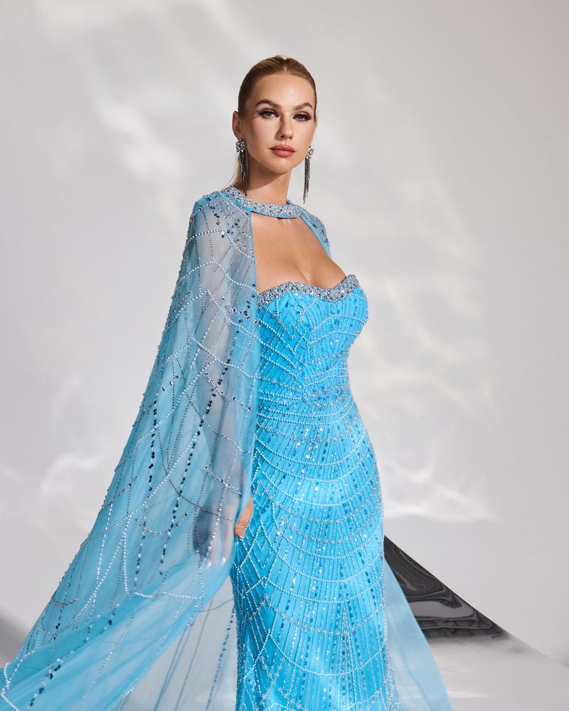 HKM-697683 Elegant Blue Women's Evening Dress EZ25174