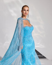 HKM-697683 Elegant Blue Women's Evening Dress EZ25174