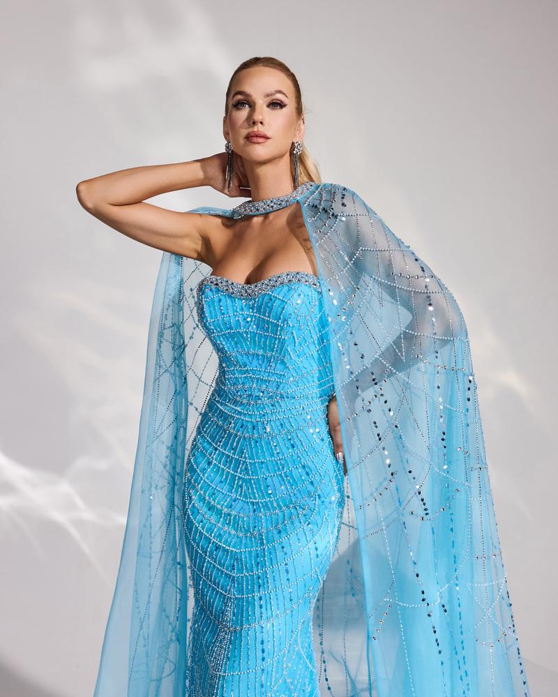 HKM-697683 Elegant Blue Women's Evening Dress EZ25174