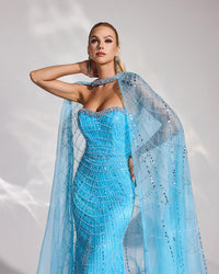 HKM-697683 Elegant Blue Women's Evening Dress EZ25174