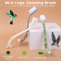 HKM-347795 Bird Cage Cleaner with Dual Brush Heads and Long Handle for Easy Cleaning
