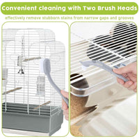 HKM-347795 Bird Cage Cleaner with Dual Brush Heads and Long Handle for Easy Cleaning