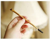 HKM-247507 Dual-Ended Bamboo Handle Eyebrow and Eyelash Brush with Spiral Comb