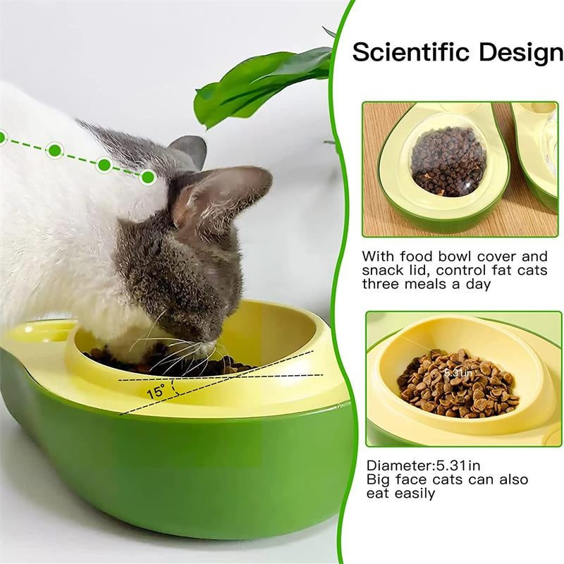 HKM-429587 Avocado-Shaped Automatic Pet Water and Slow Feeding Bowl for Cats and Small Pets, 690ml Capacity
