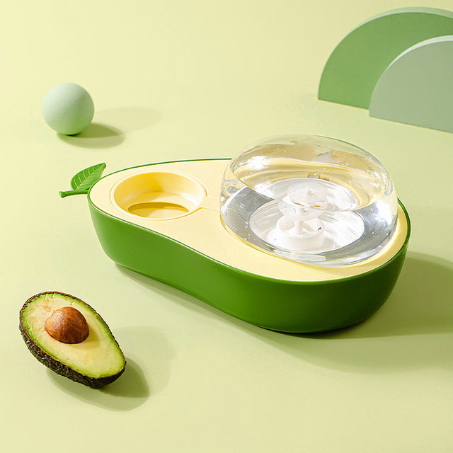 HKM-429587 Avocado-Shaped Automatic Pet Water and Slow Feeding Bowl for Cats and Small Pets, 690ml Capacity