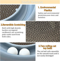 HKM-216851 Interactive Cat Scratching Board with Ball Track and Reversible Scratching Pad for Indoor Cats