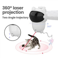 HKM-215699 Automatic Smart Cat Laser Toy with Random Movements for Cats and Dogs - White ABS Construction, Rechargeable 1800mAh Battery