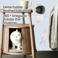 HKM-215699 Automatic Smart Cat Laser Toy with Random Movements for Cats and Dogs - White ABS Construction, Rechargeable 1800mAh Battery
