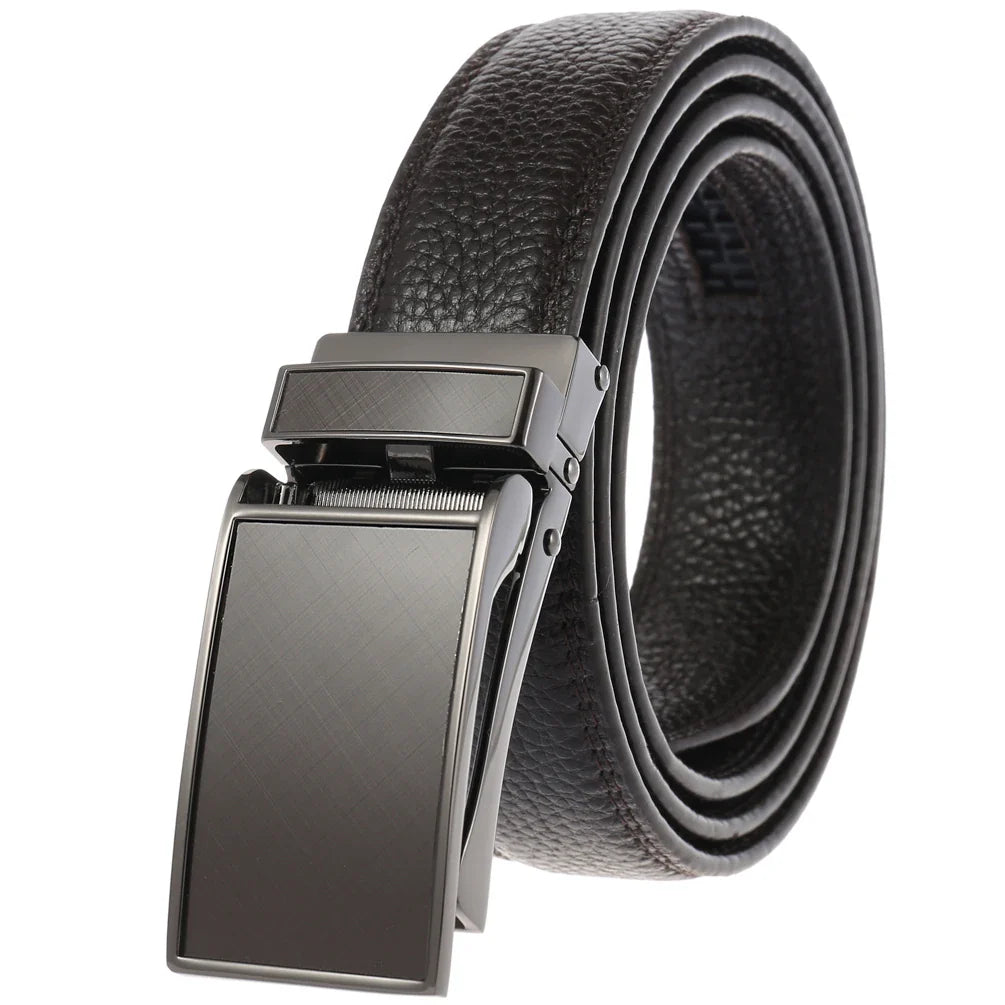 HKM-447059 Zinc Alloy Belt Buckle with Genuine Leather Belt for Men