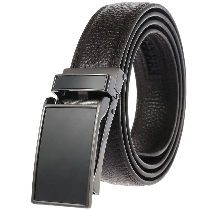 HKM-447059 Zinc Alloy Belt Buckle with Genuine Leather Belt for Men