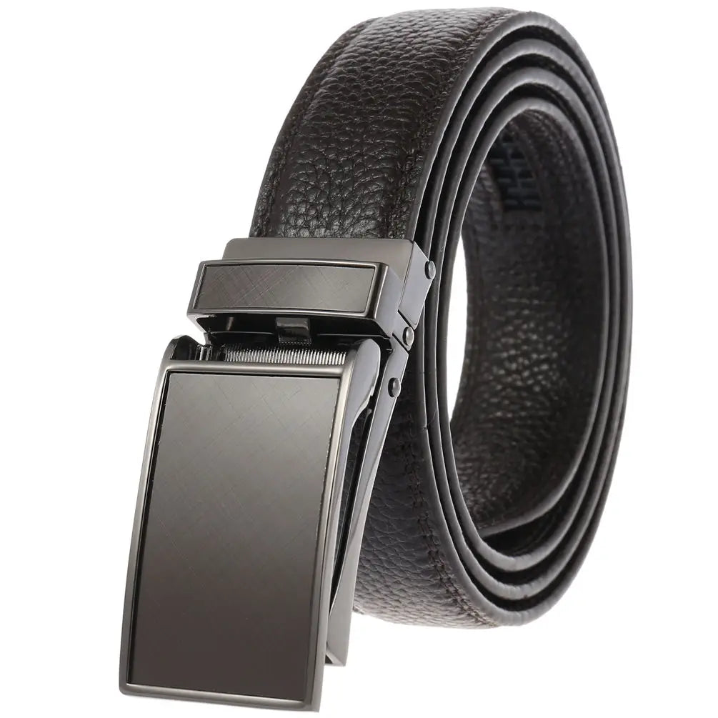 HKM-447059 Zinc Alloy Belt Buckle with Genuine Leather Belt for Men
