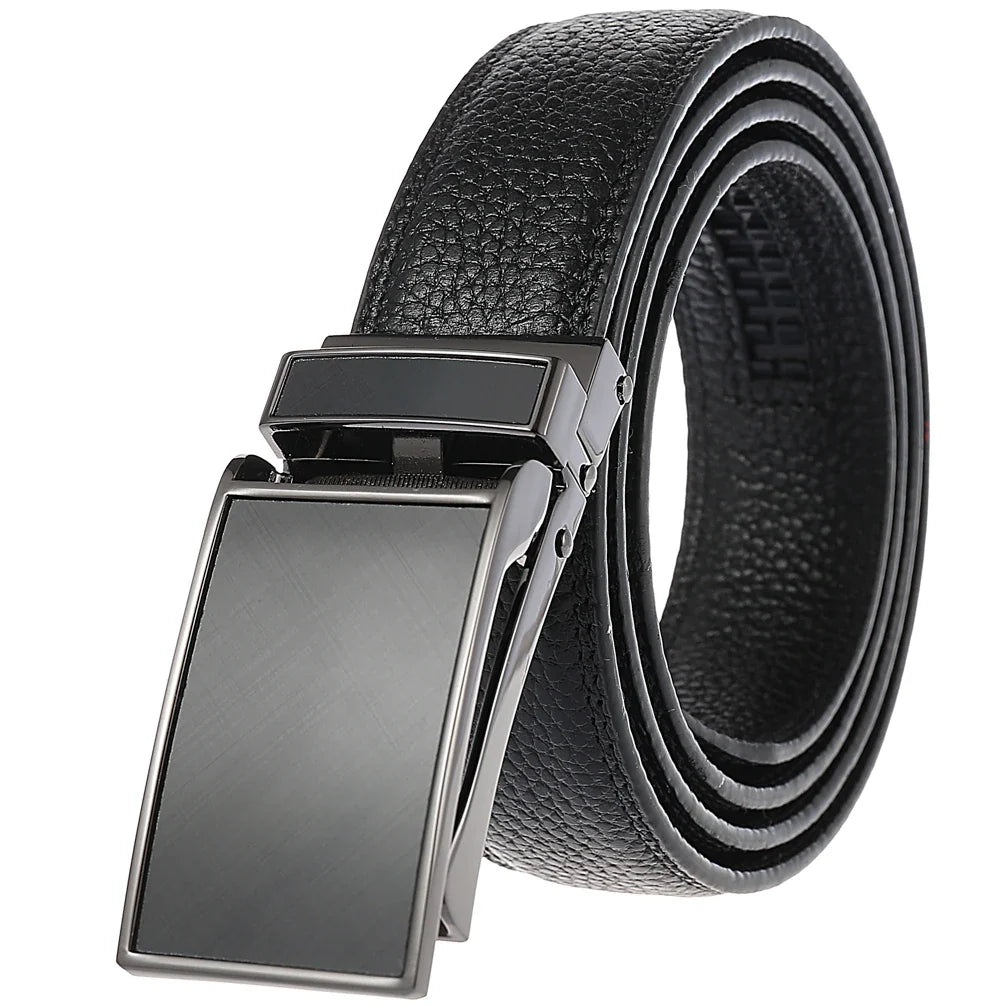 HKM-447059 Zinc Alloy Belt Buckle with Genuine Leather Belt for Men