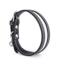 HKM-921299 Reflective Outdoor Pet Collar with Bell - Red and Black PU Material for Cats and Dogs, Fits Neck Circumference 25-32cm