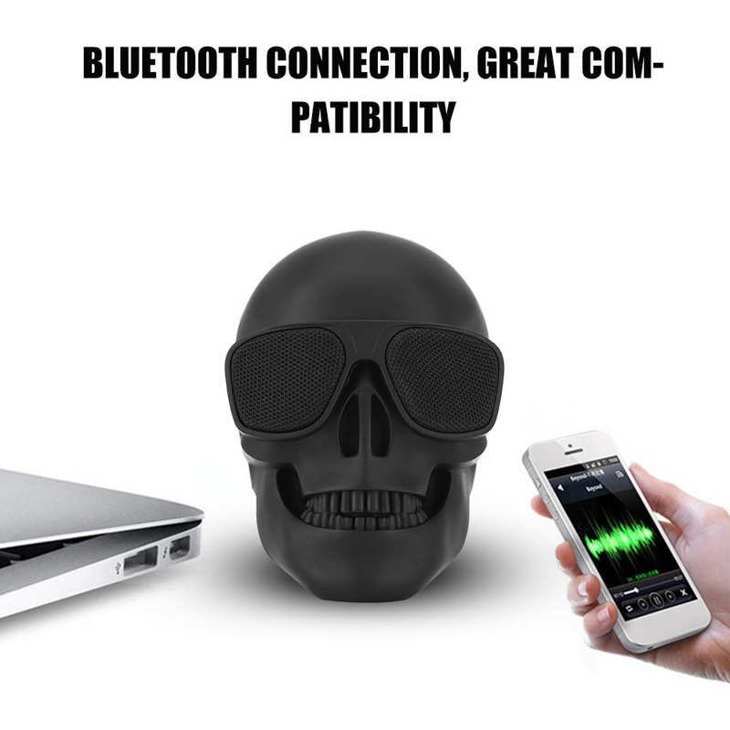KTX-970963 Creative Skull Head Wireless Bluetooth Subwoofer Speaker - Black, Plastic Material