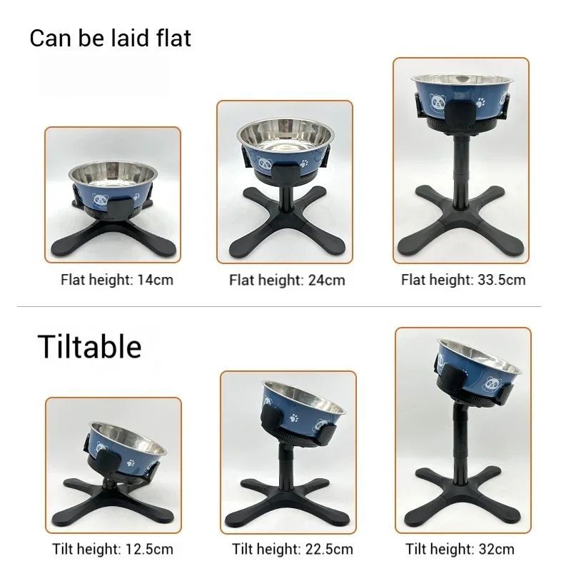 HKM-420179 Adjustable Elevated Dog Food and Water Bowl Stand with Anti-Slip Design for Medium and Large Pets
