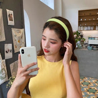 HKM-306643 Korean Style Pure Color Sponge Hair Band with Pearl Headband Options